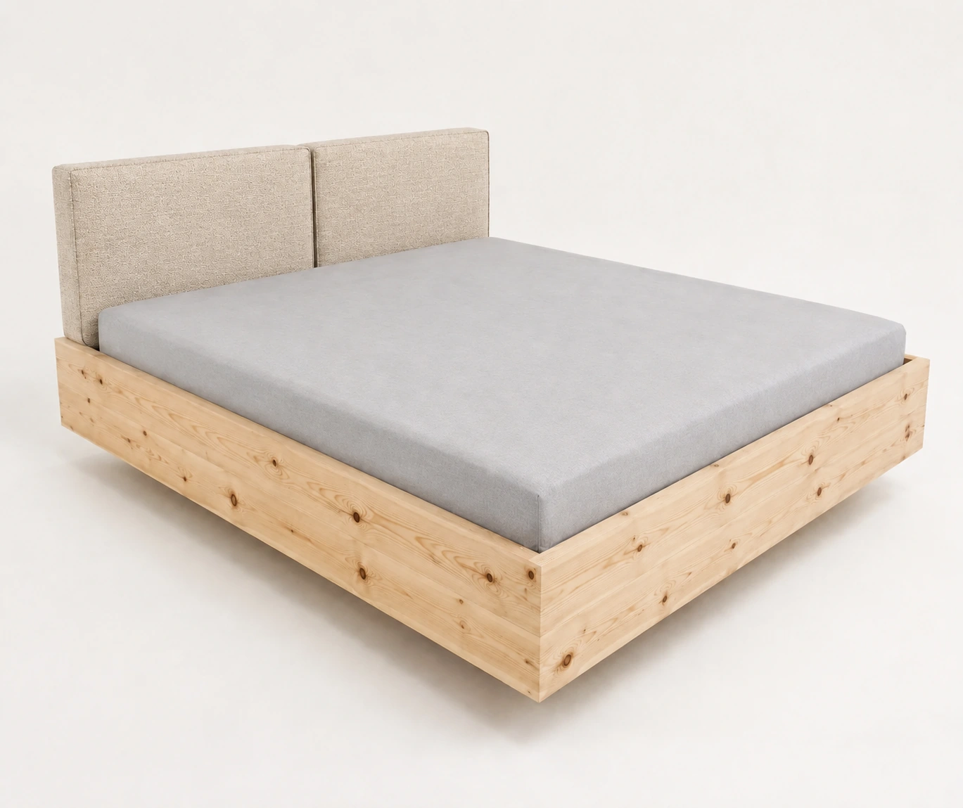 Zirbenbett Alpenruh 180×200 cm mit Polsterfarbe Natur