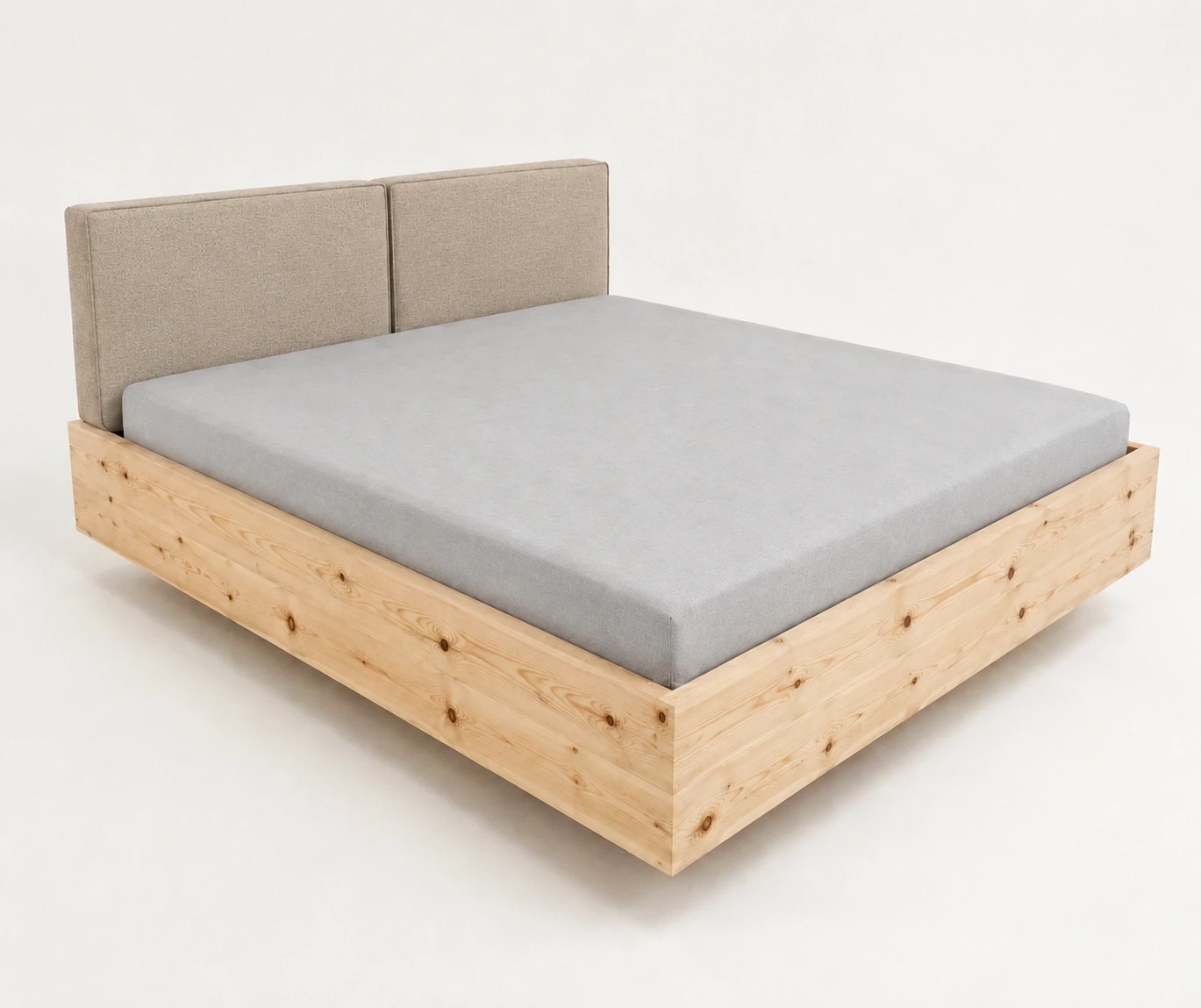 Zirbenbett Alpenruh 180×200 cm mit Polsterfarbe Sand