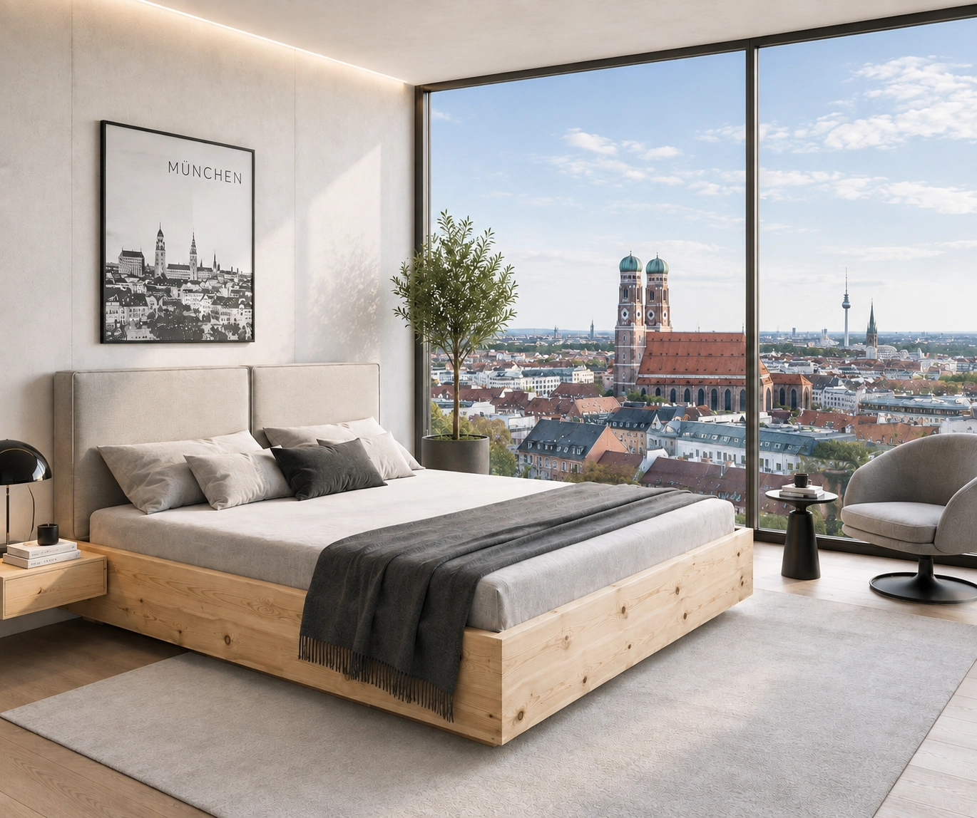 Zirbenbett Alpenruh für München aus massiver Alpenzirbe