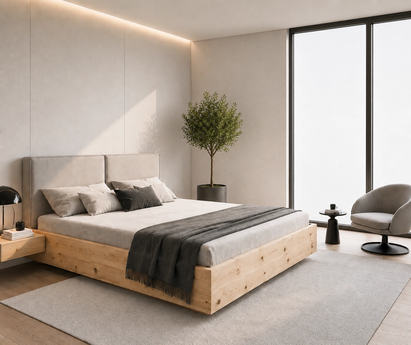 Zirbenbett Alpenruh in modernem Schlafzimmer